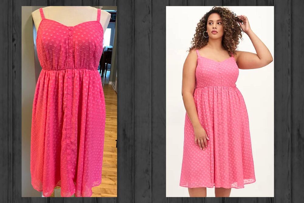 New Torrid 4 (4X 26) Bright Pink Clip Heart Chiffon Button Front Midi Tank Dress